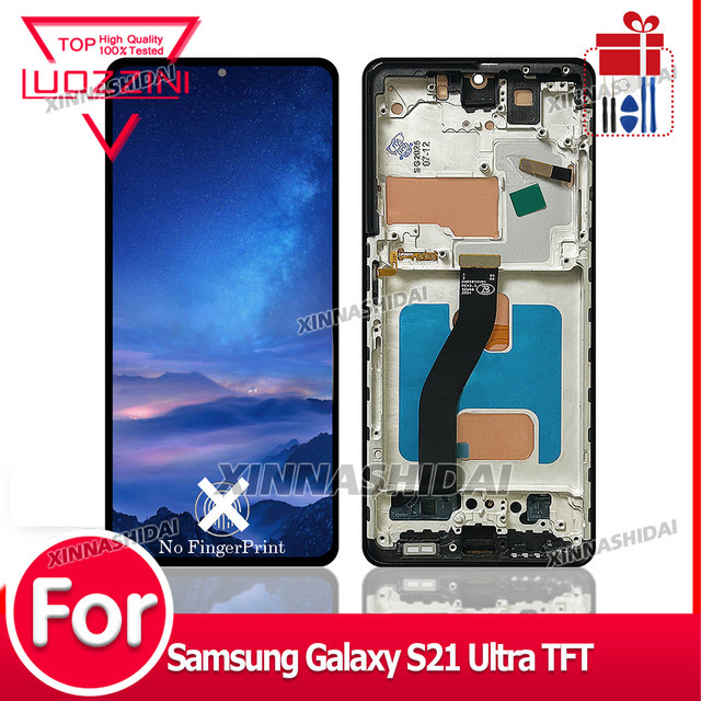 Samsung S21 Ultra TFT LCD Display Touchscreen Digitizer Montage mit Rahmen für Reparatur in Schwarz oder Silber - Bild 1