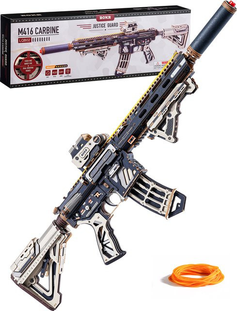 ROBOTIME ROKR Justice Guard M416 Karabiner, 3D Mechanisches Puzzle, Taktisches Modell Bausatz, ab 14 Jahren - Bild 1