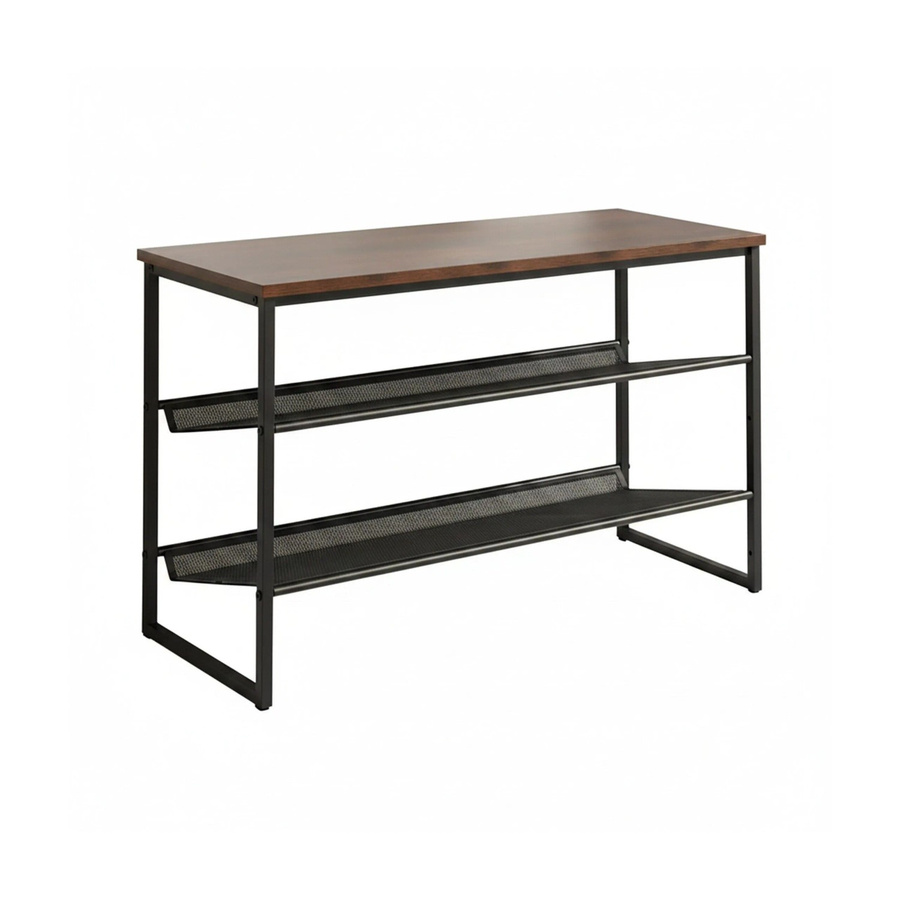 Relaxdays Schuhregal aus Eisen und MDF in Schwarz und Braun im Industrial-Style mit Ablage, B/T/H: 52,5 x 30 x 75 cm - Bild 2