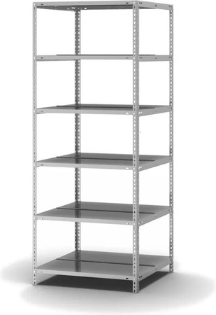 PROREGAL Aktenregal mit Schraubsystem, verzinktes Grundregal in Silber, 6 Ebenen, H x B x T: 185 x 75 x 60 cm