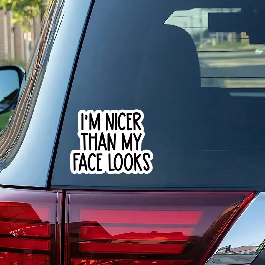 10 lustige Aufkleber I'm Nicer Than My Face Looks für Laptop und Tumbler in ästhetischem Design - Bild 6