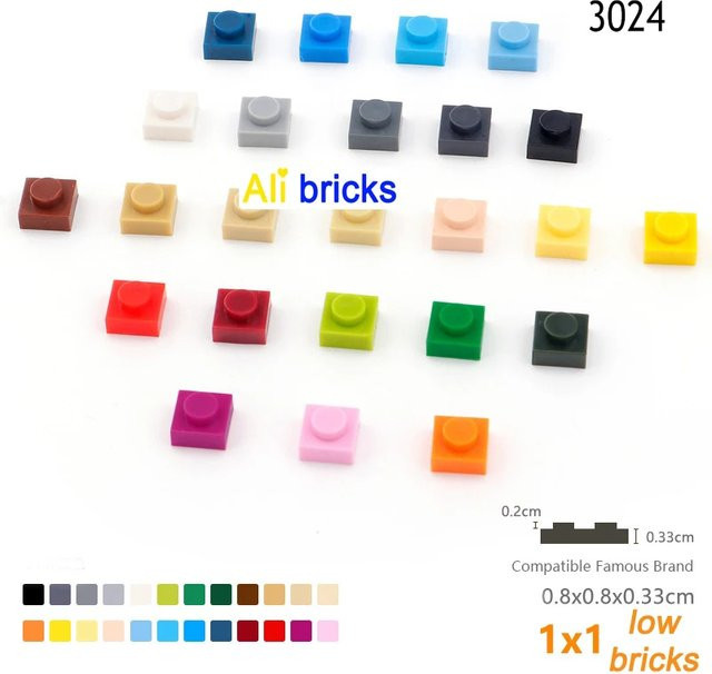JIAJIALE MOC Teile 3024 Platte 1x1, Bausteine, 100-teiliges Set, Grün - Bild 1