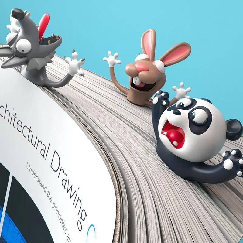 Lustiges 3D Cartoon Tier Lesezeichen aus PVC in Multicolor für Schüler und Leseliebhaber - Bild 2