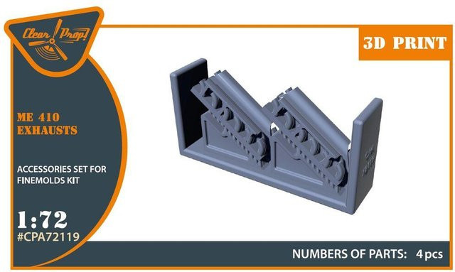 Finemolds Me-410 B-1/U2/U4/R4 - Exhausts, 1:72, Grau - Bild 1