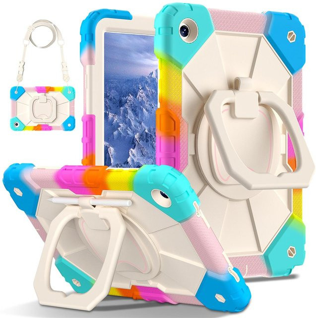 Robuste 3-in-1 Schutzhülle für Samsung Galaxy Tab A9 und Tab A9+ mit 360 Grad drehbarem Griff und Ständerfunktion in Bunt - Bild 1