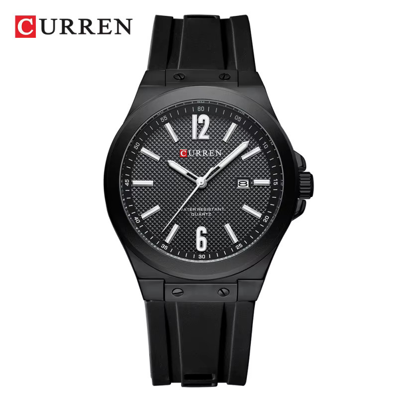 CURREN Armbanduhr, Quarz, Silikonarmband, Schwarz, Herren - Bild 1