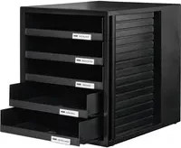 HAN Schubladenbox Schrank-Set Dokumentenbox aus Kunststoff in Schwarz für A4 - Bild 1