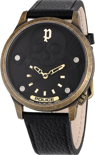 Police Herrenuhr, Quarz, Edelstahl, 44 mm, Schwarz, Leder - Bild 1