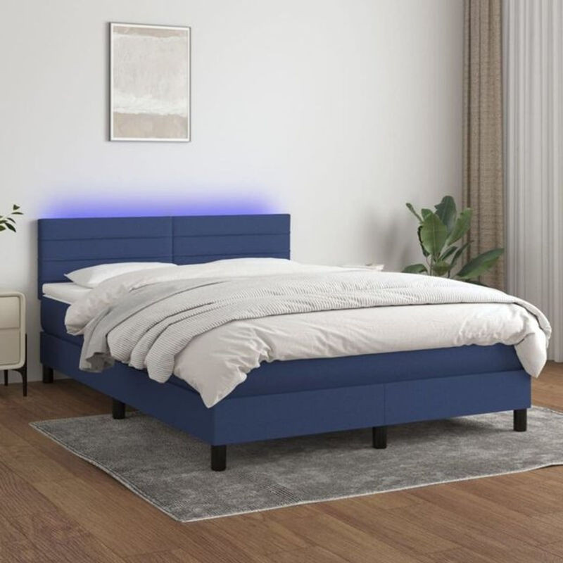 vidaxl Boxspringbett mit Matratze aus Stoff in Blau, B/T: 140 x 190 cm - Bild 1