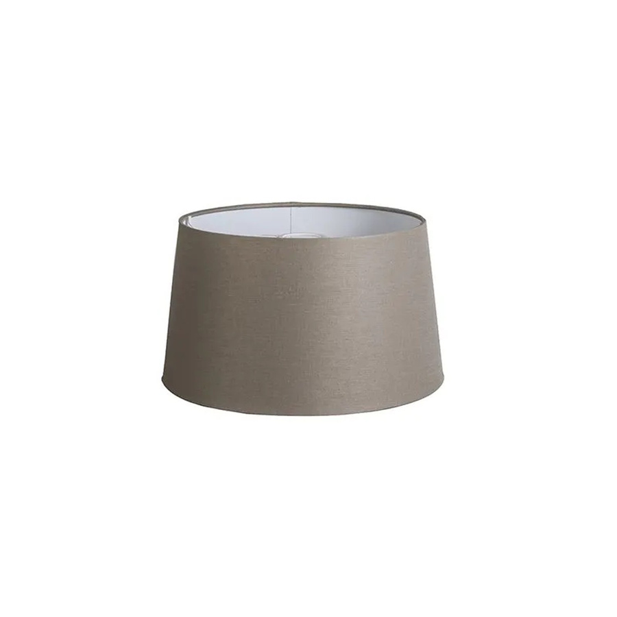 QAZQA Leinenschirm Taupe Rund Abgeschrägt mit E27 Fassung, Farbe: Beige, Durchmesser: 35 cm, Höhe: 18 cm - Bild 2