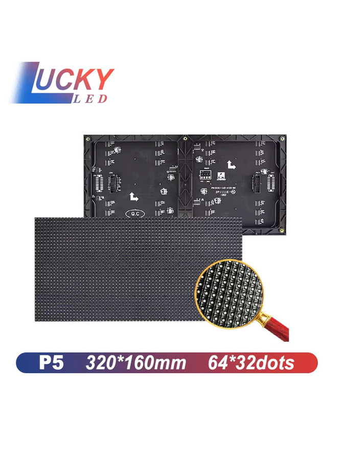 OEING Indoor LED-Matrix-Bildschirmmodul P5 RGB SMD2121 mit 64x32 Pixeln, HD 1/16 Scan, HUB75 Anschluss, Schwarz - Bild 5