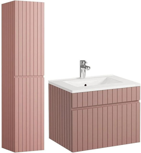 Vente-unique Badmöbel-Set Satara in Puderrosa mit mattem Finish, Breite: 60 cm, Tiefe: 46 cm, Höhe: 46 cm - Bild 1