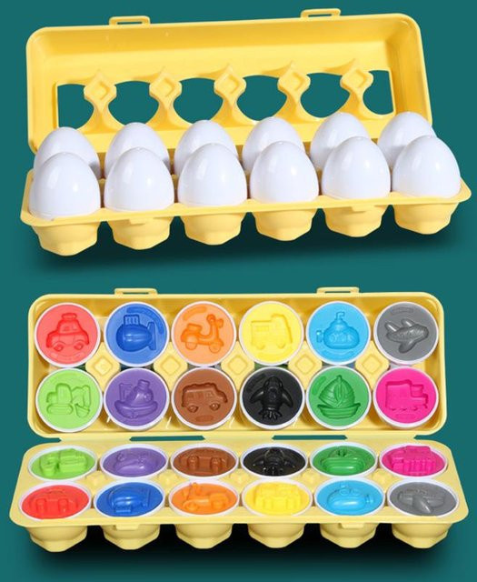 Wucifang Bags Passende Eier Oster Spielzeug, Montessori Farben Formen Erkennung, ab 0 Jahre - Bild 1
