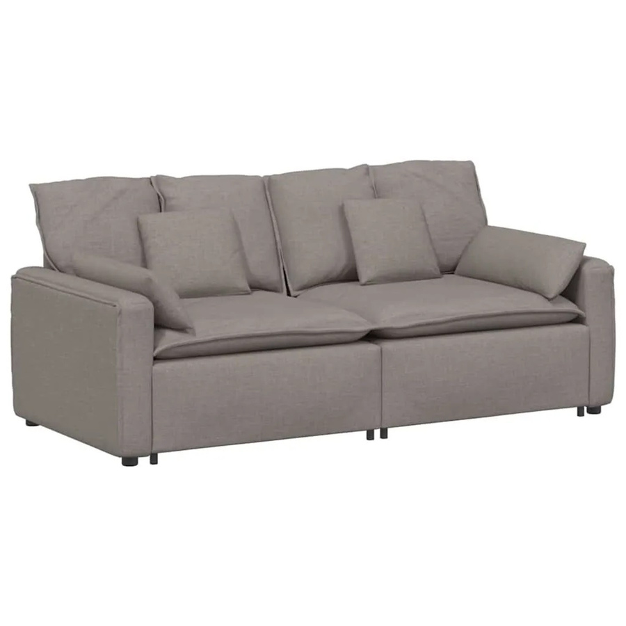vidaXL Modulares Sofa mit Kissen in Taupe und Grau, Polsterung aus Stoff und Schaumstoff mit Armlehnen, B/T/H: 224 x 105 x 64 cm - Bild 2