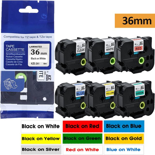 Brother Farb-Etikettenband laminiert kompatibel mit P-touch Etikettendrucker Breite: 36 mm - Bild 1