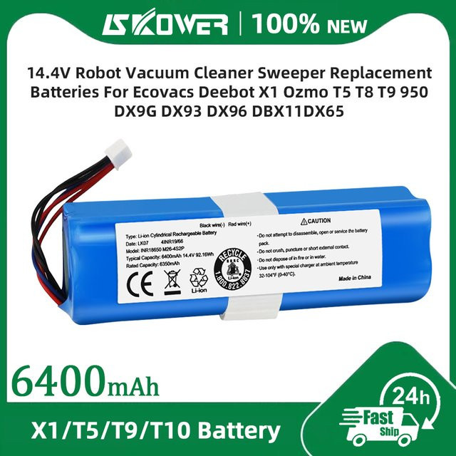 SKOWER Roboter-Akku für Ecovacs Deebot Ozmo 950 T5 T8 T9 Aivi T10 T20 X1 Omni DX93 DX96 DBX11 DX65 in Blau - Bild 1
