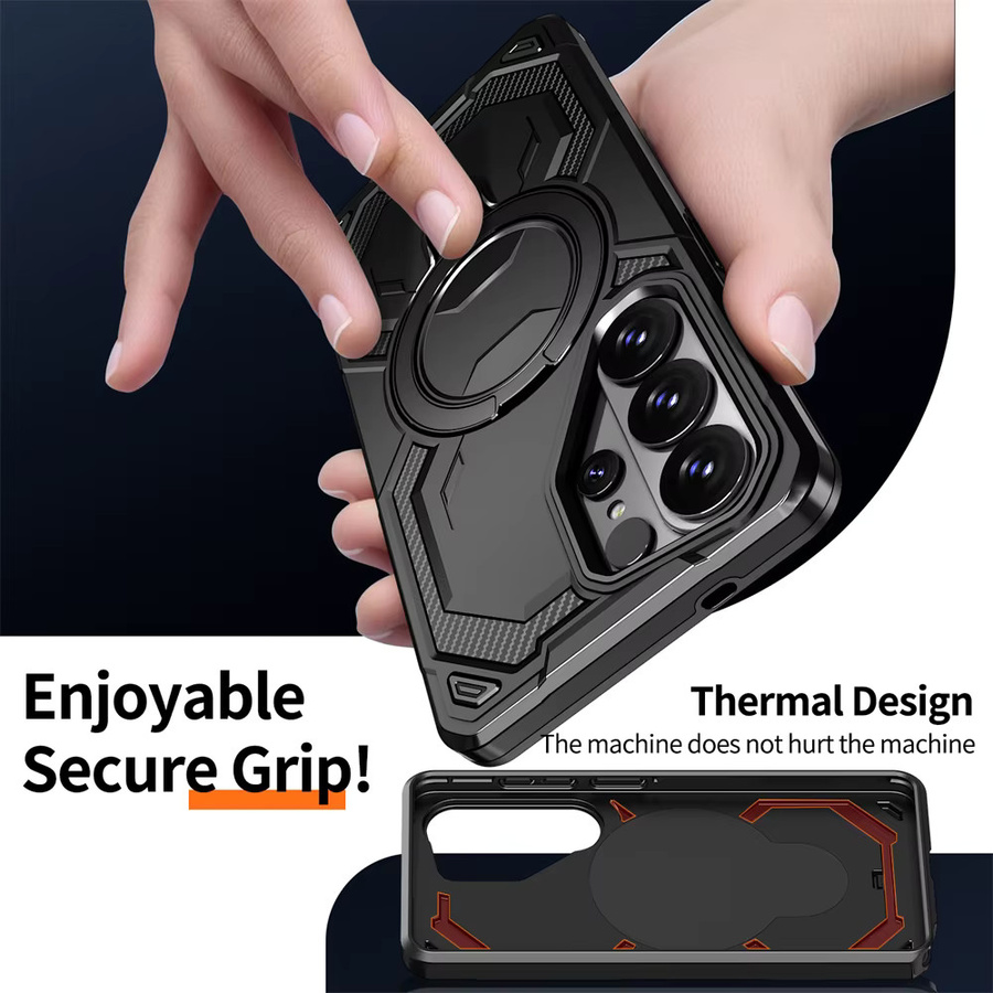 Xeber Magnetische Schutzhülle für Android Smartphones mit robustem Stoßschutz und drehbarem Ständer in Schwarz oder Grün - Bild 3