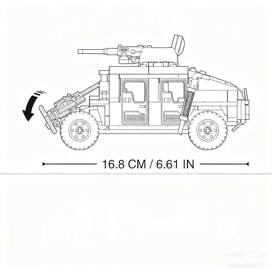 Monkey Man Militär Serie H1 Fahrzeug Tank Bausteine Set mit 265 Teilen in Grau und Beige - Bild 4