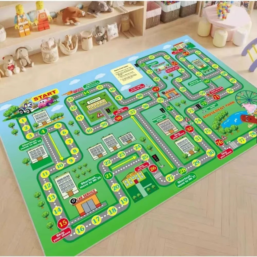 VIKAMA Verkehrsspielmatte, Spielzeugautomatte mit Straßenschienen und Parkplatz - Bild 1