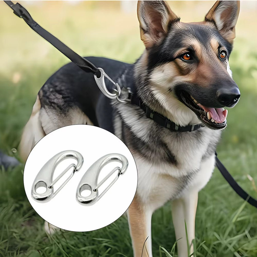 4er-Set Ei Electronics Marine Schnellkarabiner aus Edelstahl in Silber für Boot, Camping und Outdoor - Bild 2