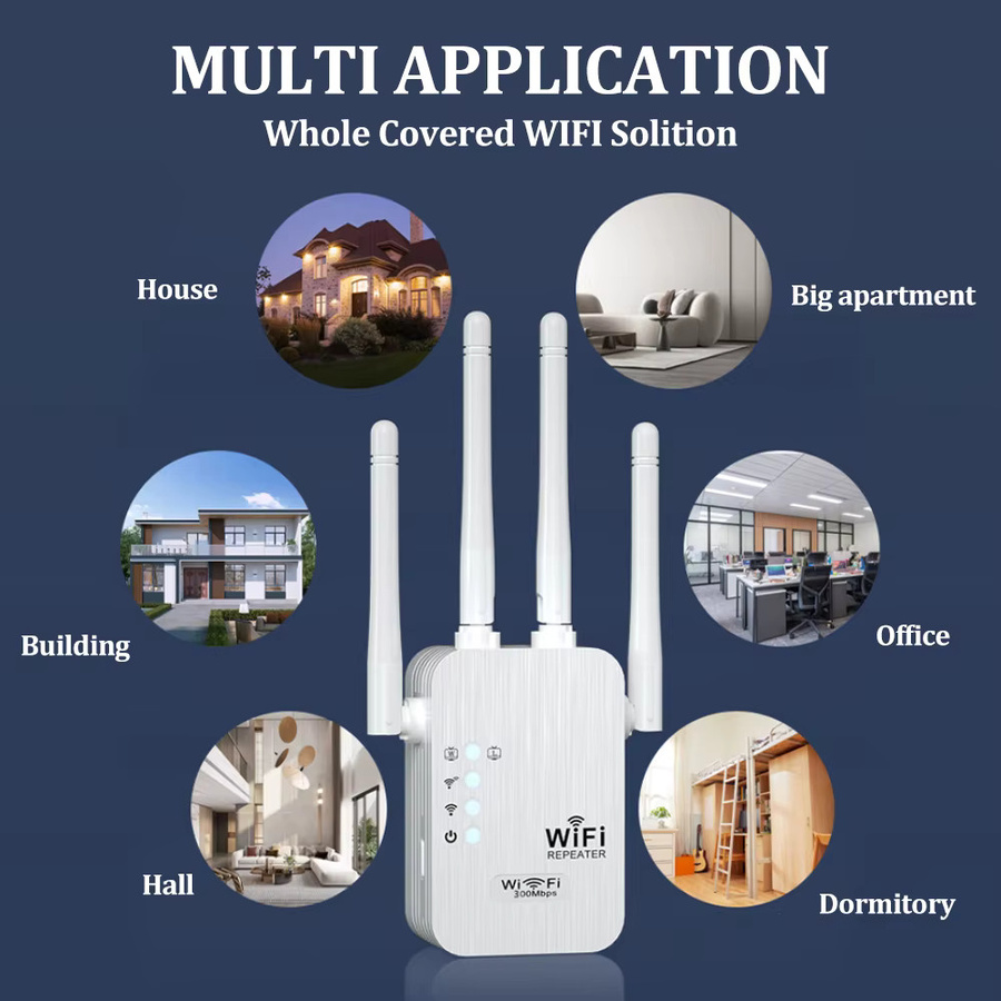 OPTFOCUS WiFi Repeater 300Mbps 2,4G Single Band Signal Booster in Weiß - Bild 5