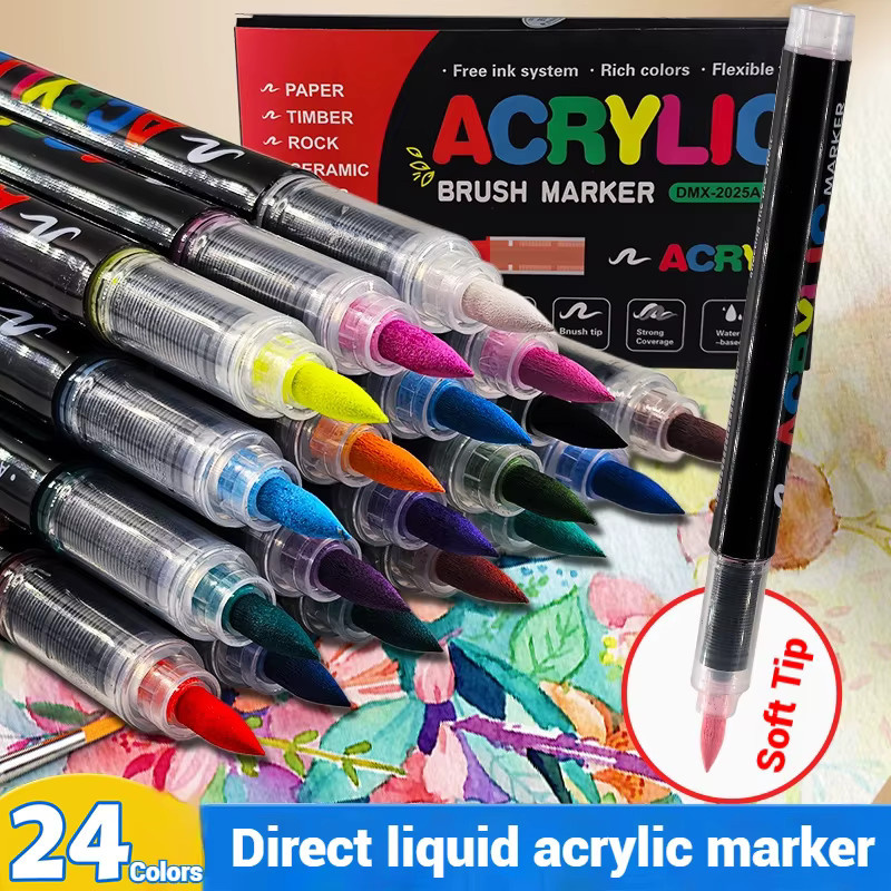Permanent-Acryl-Farbmarker-Set mit weicher Kugelspitze in Multicolour für DIY-Kunstprojekte auf Keramik, Holz und Leinwand - Bild 4