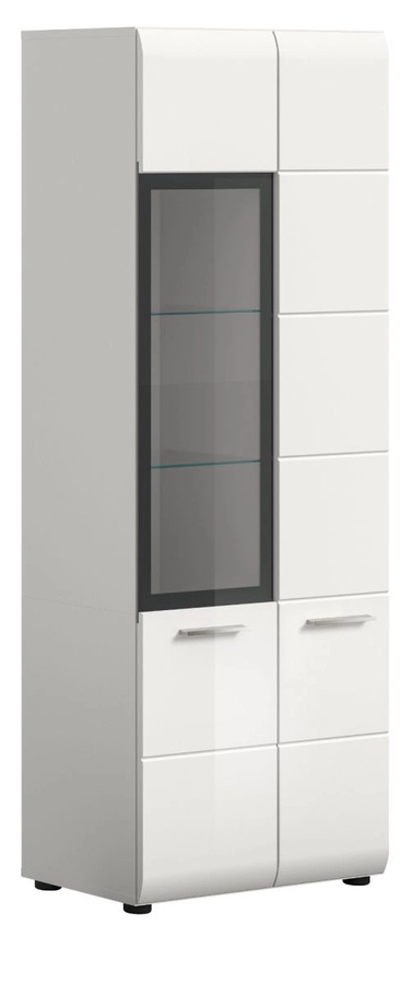 Vitrine Cover in Weiß Hochglanz mit Glastüren und Regalböden, B/H: 60 x 160 cm - Bild 4