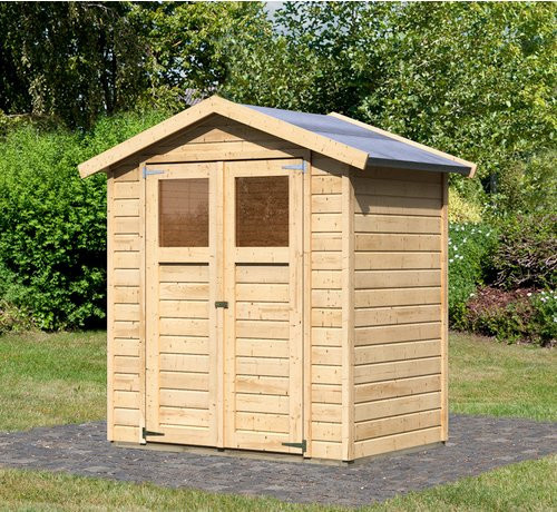 Karibu Gartenhaus Dahme aus Holz in Beige mit Außenmaßen B: 207 cm, H: 219 cm, T: 123 cm - Bild 1