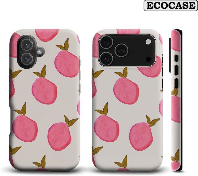 Cremerosa Pfirsich Handyhülle für iPhone 17 16 15 14 13 12 11 Pro Max Plus mit doppelschichtiger Rückseite in Pink - Bild 1