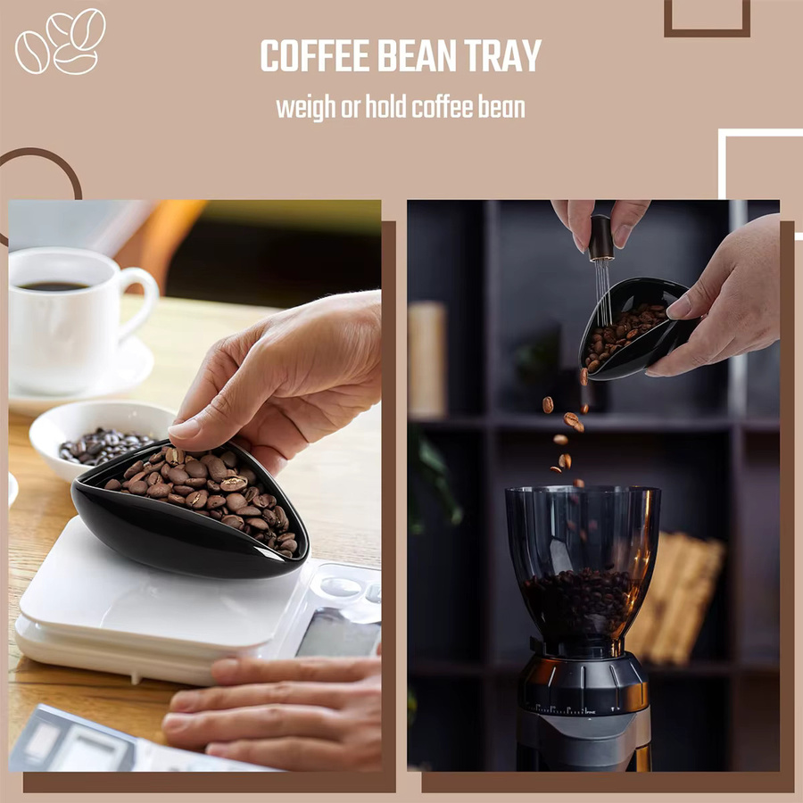 Leeseph Barista-Zubehör-Set mit Kaffeebohnen-Dosierbecher, Sprühflasche und Keramik-Einzeldoschtablett in Schwarz oder Weiß - Bild 2