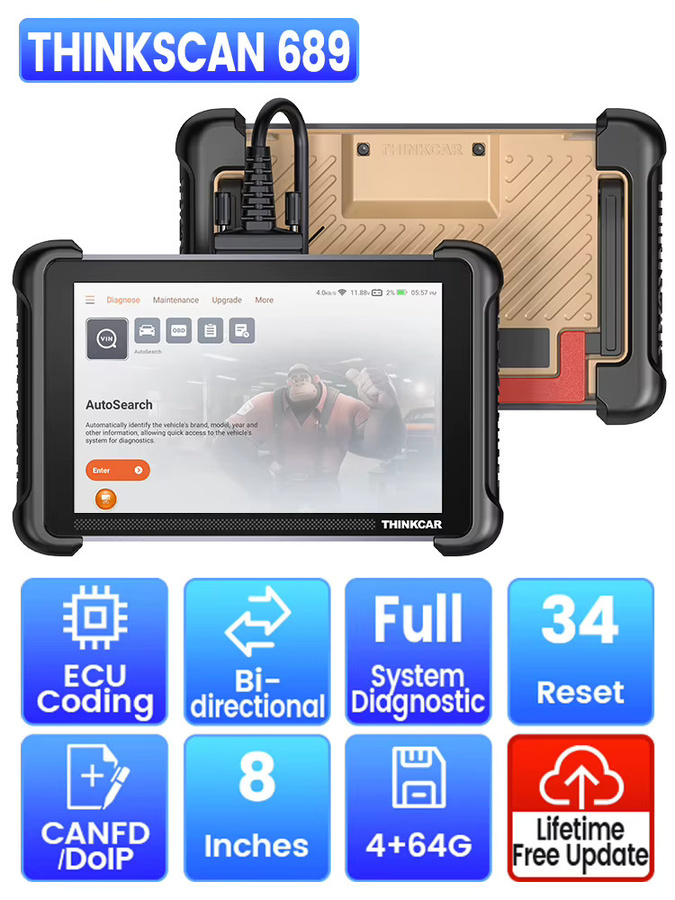 THINKCAR THINKSCAN 689 CANFD DOIP Auto-Diagnosegerät in Schwarz mit 34 Reset-Funktionen, OBD2-Scanner für Alle-System-Diagnose und ECU-Codierung - Bild 5