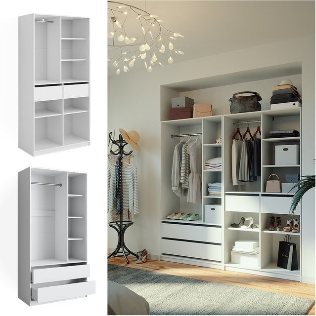 Vicco Kleiderschrank Elmo Weiß 2-teiliges Set für dein Schlafzimmer B: 100 cm, H: 200 cm - Bild 1