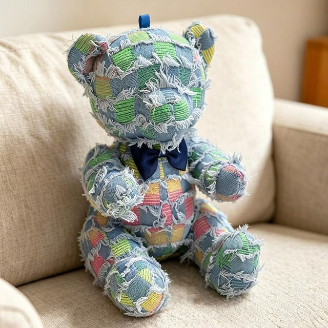 Yiran toy Denim Hase Kaninchen, Plüschtier, Gelenkiger Bär, Bewegliche Arme und Beine - Bild 1