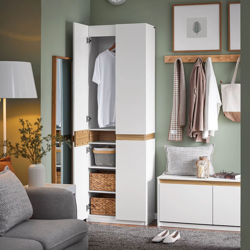 SoBuy KSB01-W Kleiderschrank und Hochschrank in Weiß mit 2 Türen und 5 Fächern, Mehrzweckschrank für Küche, Flur oder Schlafzimmer, H x B x T: 192 x 61 x 39,5 cm - Bild 2