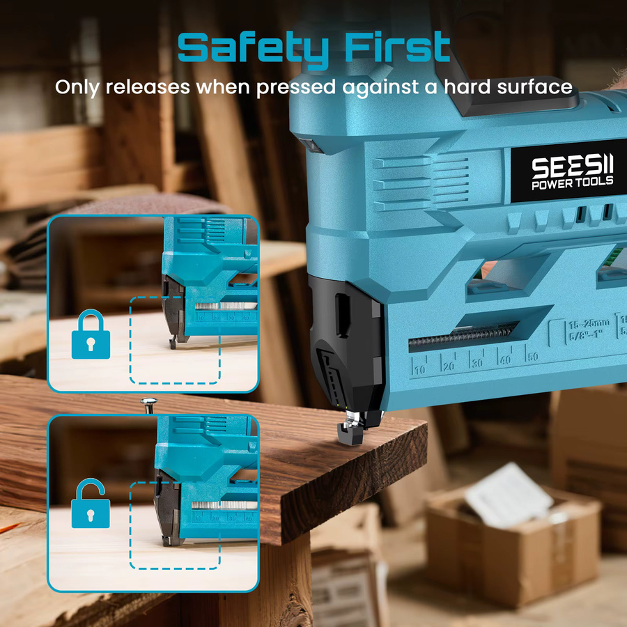 SEESII 2-in-1 Elektrische Nagel- und Tackerpistole für Makita 18V Akku, 18 Gauge, Blau - Bild 4