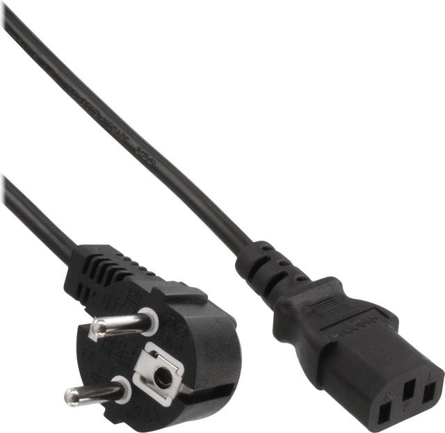 InLine Netzkabel 45er Bulk-Pack, Schutzkontakt gewinkelt auf Kaltgerätestecker C13, Schwarz, 1m - Bild 1