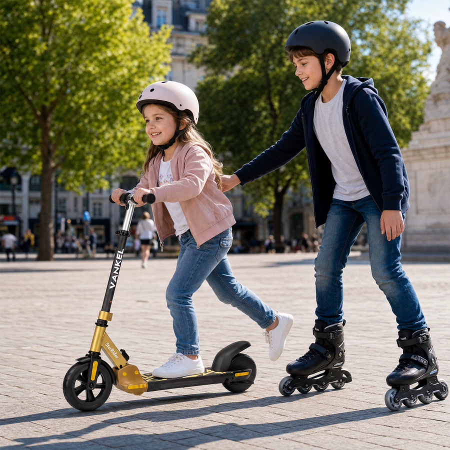 Vankel Elektrischer Kinder-Escooter, Klappbar, LED Beleuchtung, ab 6 Jahren - Bild 7