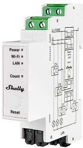 Shelly Pro 3EM 120A v2 Stromzähler mit Wi-Fi, Bluetooth und Ethernet/LAN in Weiß - Bild 1