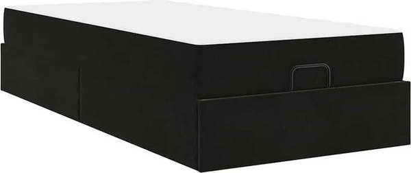 vidaXL Bettgestell mit Matratze und Stauraum aus Samt in Schwarz, B/H: 80 x 200 cm