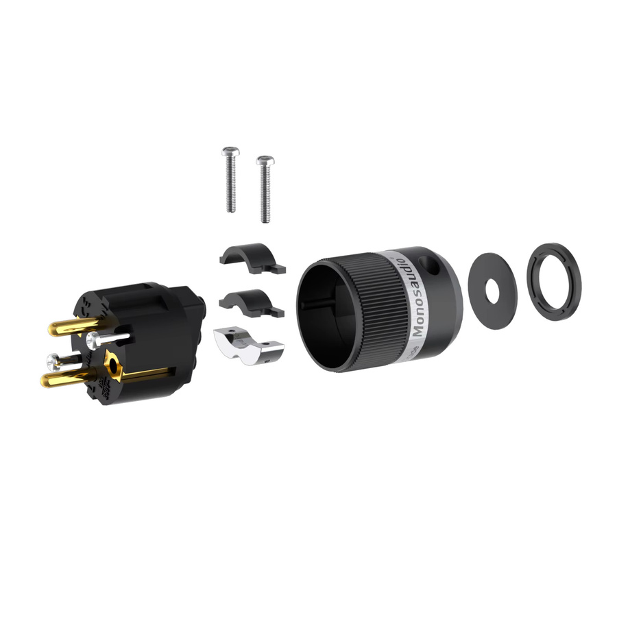 Monosaudio E100GF100G Hifi Schuko Netzstecker aus reinem Kupfer in Schwarz, IEC320 C13 Audio-Stromanschluss - Bild 2