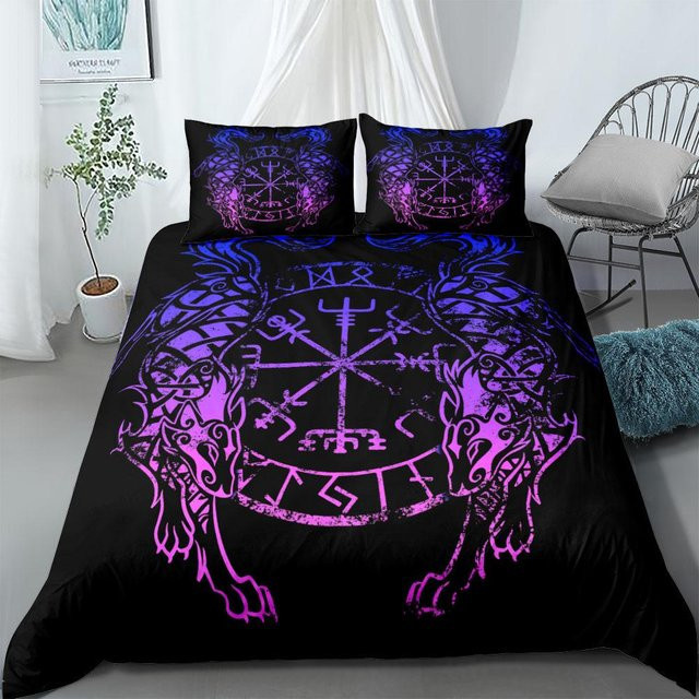 Wikinger Bettwäscheset mit Yggdrasil und Fenrir von JMG Household Supplies, Schwarz, B/H: 200 x 200 cm - Bild 1