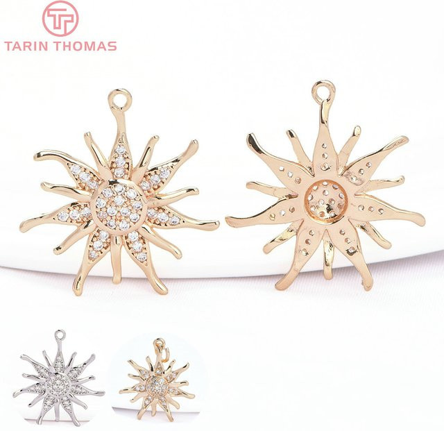 TARIN THOMAS Sonnenblumen-Anhänger, Messing, Gold, Zirkonia, Unisex - Bild 1