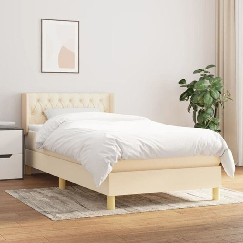 vidaxl Boxspringbett mit Matratze aus Stoff in Creme, B/T/H: 90 x 200 x 78 cm - Bild 1