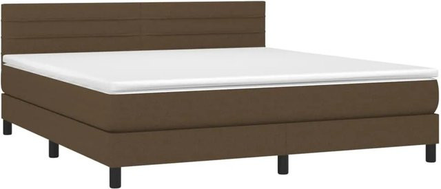 vidaXL Boxspringbett Hybrid mit Matratze und LED-Unterbettbeleuchtung, Dunkelbraun, B/T: 180 x 200 cm - Bild 1