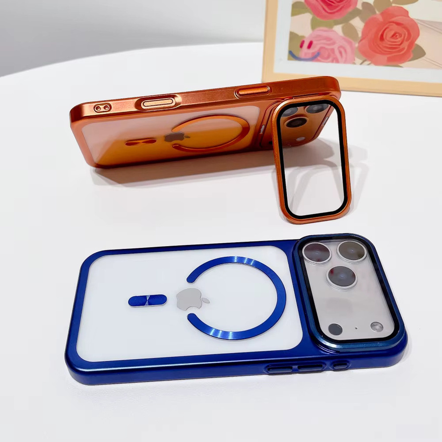 Transparente Stoßfeste Handyhülle mit Linsenschutz und Ständerhalterung für Apple iPhone 17 Pro Max und iPhone 17 Pro in Blau - Bild 4