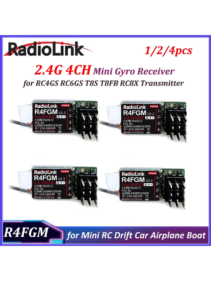 Radiolink R4FGM Empfänger, 2,4 GHz, 4CH FHSS PWM, Mini Gyro - Bild 3