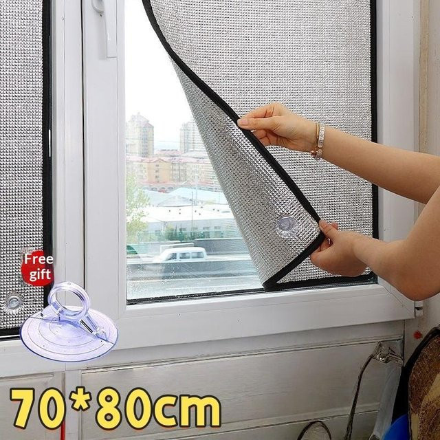 Mihout Aluminiumfolie Fensterisolierfolie doppelseitig in Silber, Hitzeschutzfolie mit Anti-UV-Schutz, B/H: 70 x 80 cm - Bild 1