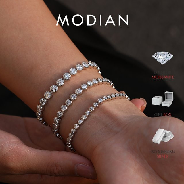 MODIAN D Tennisarmband, 925 Silber, Moissanit, Unisex - Bild 1