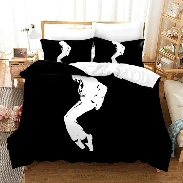 Binchi Outdoor Product Michael Jackson Bettwäsche-Set mit 3D-Druck, Farbe Schwarz, B/H: 135 x 200 cm - Bild 1