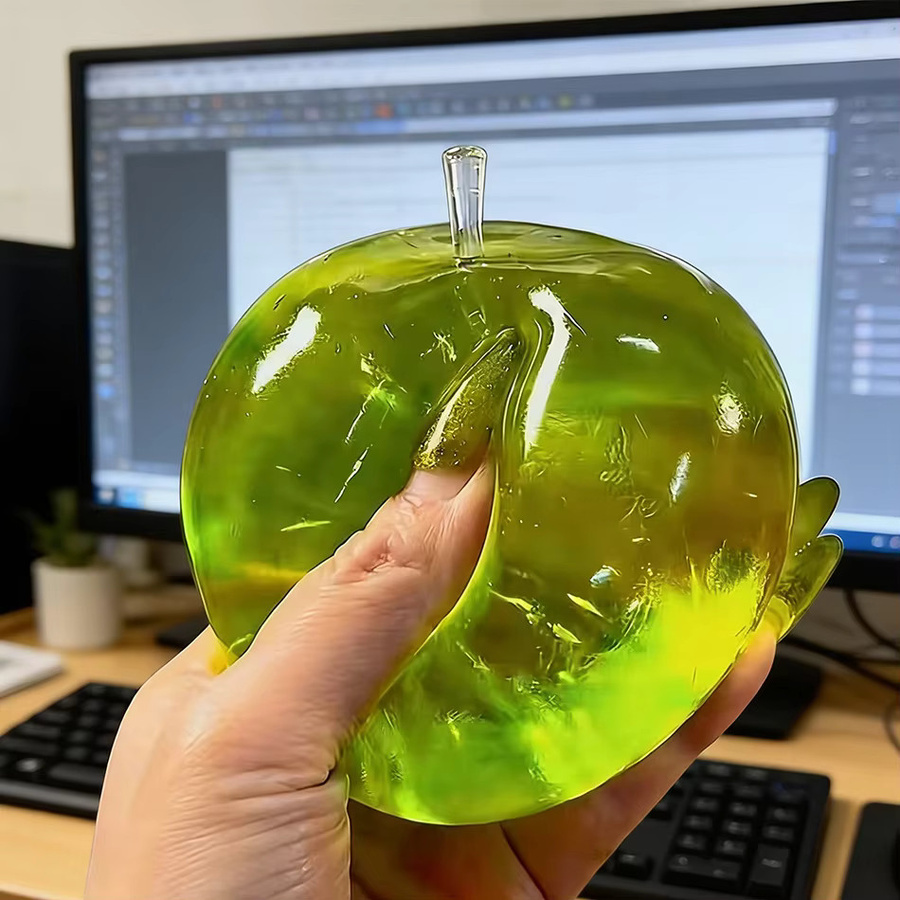 Grüner Apfel Squishy, transparent, Fidget-Spielzeug - Bild 2